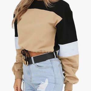 Women’s casual Long Sleeve Color Crop Sweatshirt